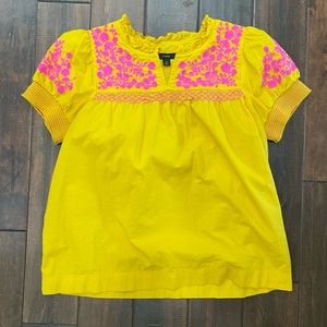 J. Crew Embroidered Puff-Sleeve Top (size S)